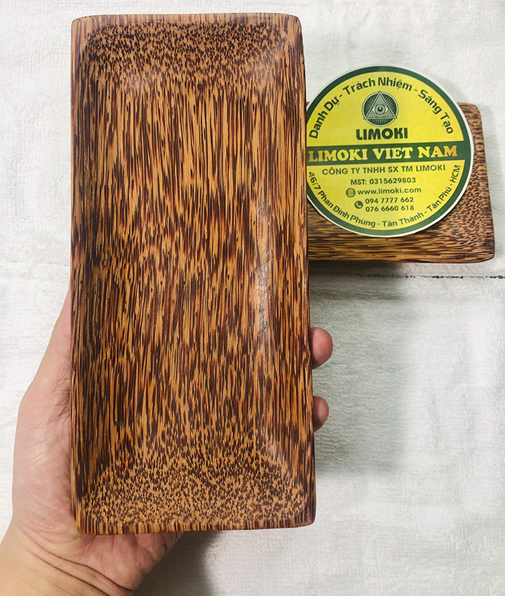 [HCM]Dĩa Gỗ Dừa Hình Chữ Nhật 21x9.5x2cm
