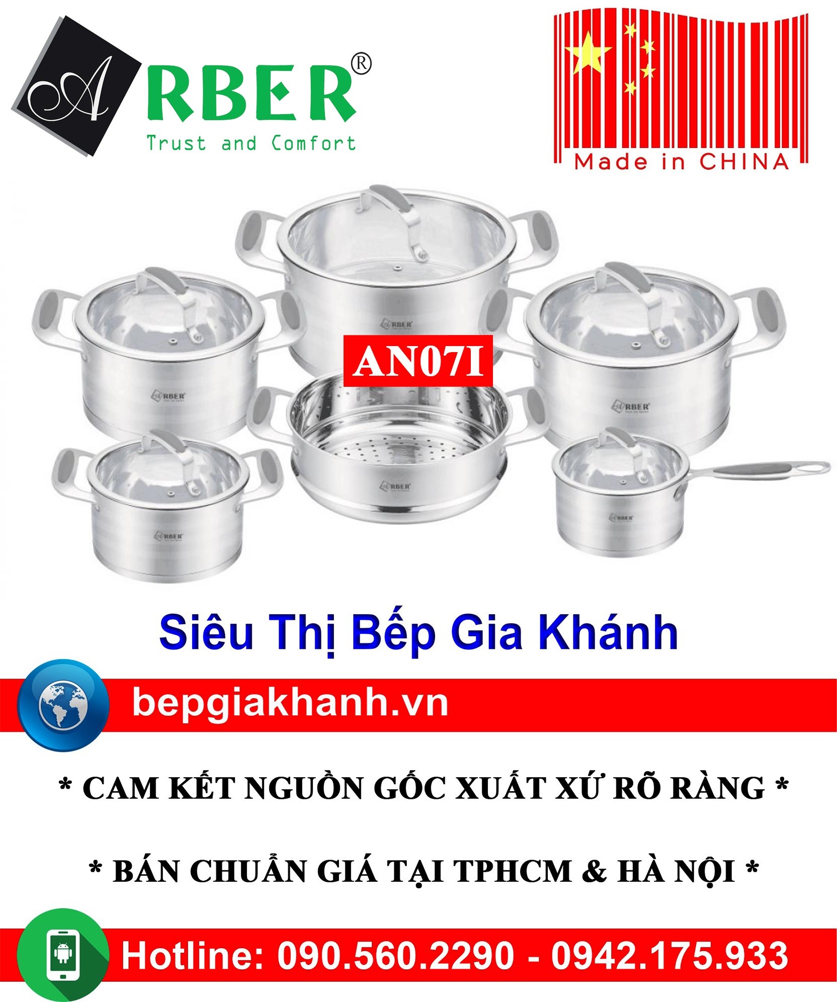 [HCM]Bộ nồi từ cao cấp Arber AN07I 6 Món bộ nồi bếp từ bộ nồi đáy từ bộ nồi điện từ bộ nồi chảo từ bộ nồi từ bộ nồi bếp từ elo bộ nồi bếp từ elmich bộ nồi inox bộ nồi sunhouse