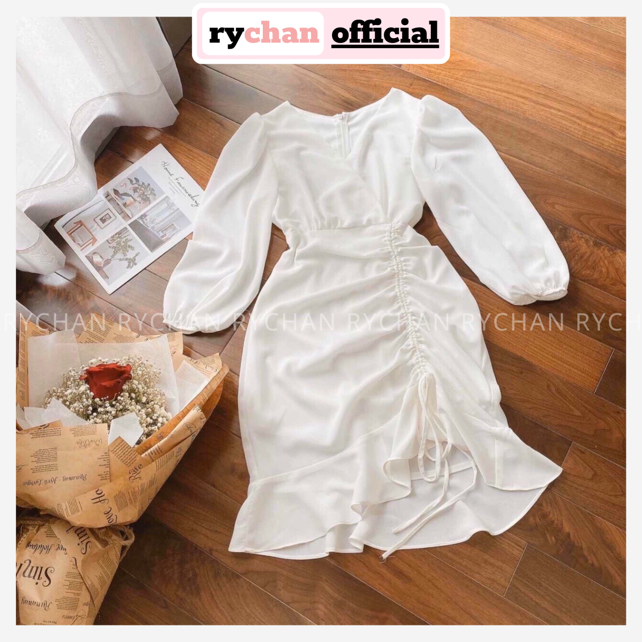 [HCM]Đầm Xòe Đắp Chéo Rút Sườn 2 Màu - DX933