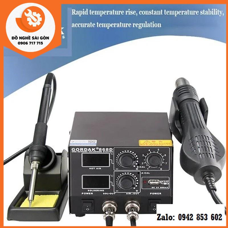 Trạm hàn khò Gordak 868D 2 màn hình hiển thị đa năng
