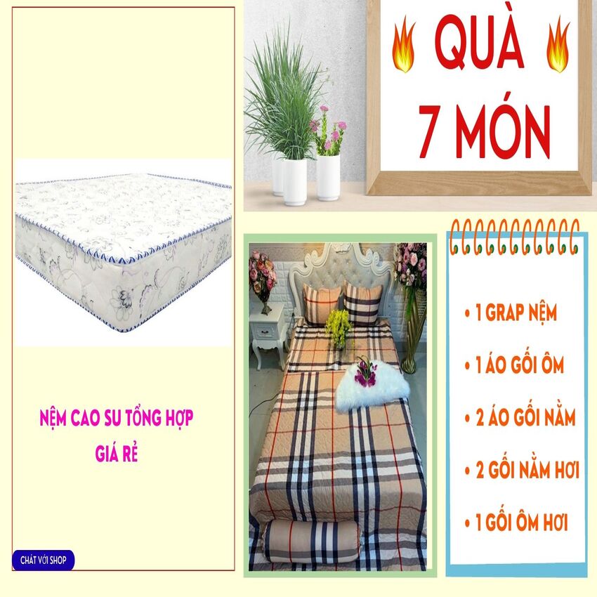 Nệm cao su tổng hợp 1m6 x 2m x 10cm chính hãng đàn hồi tốt
