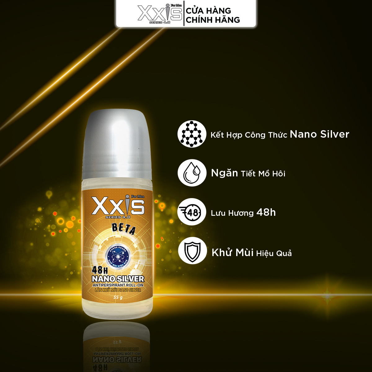 Lăn Khử Mùi Nano Silver BETA XXIS 55g