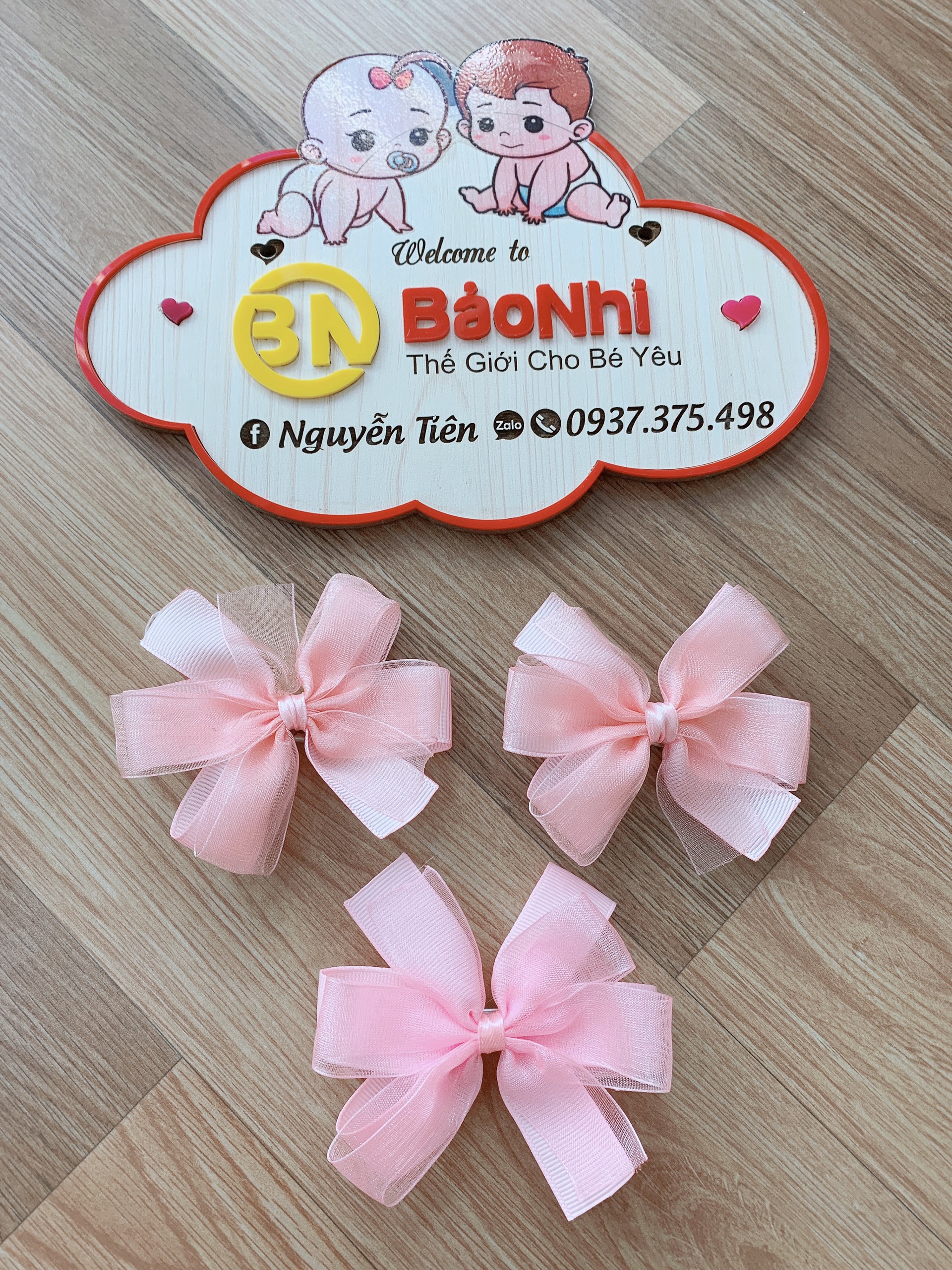 Sét kẹp tóc nơ 2 mái cho bé 8cm