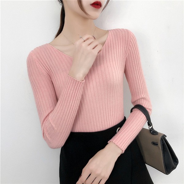 Áo len ĐŨA cổ tim V nữ mềm mịn co giãn tốt