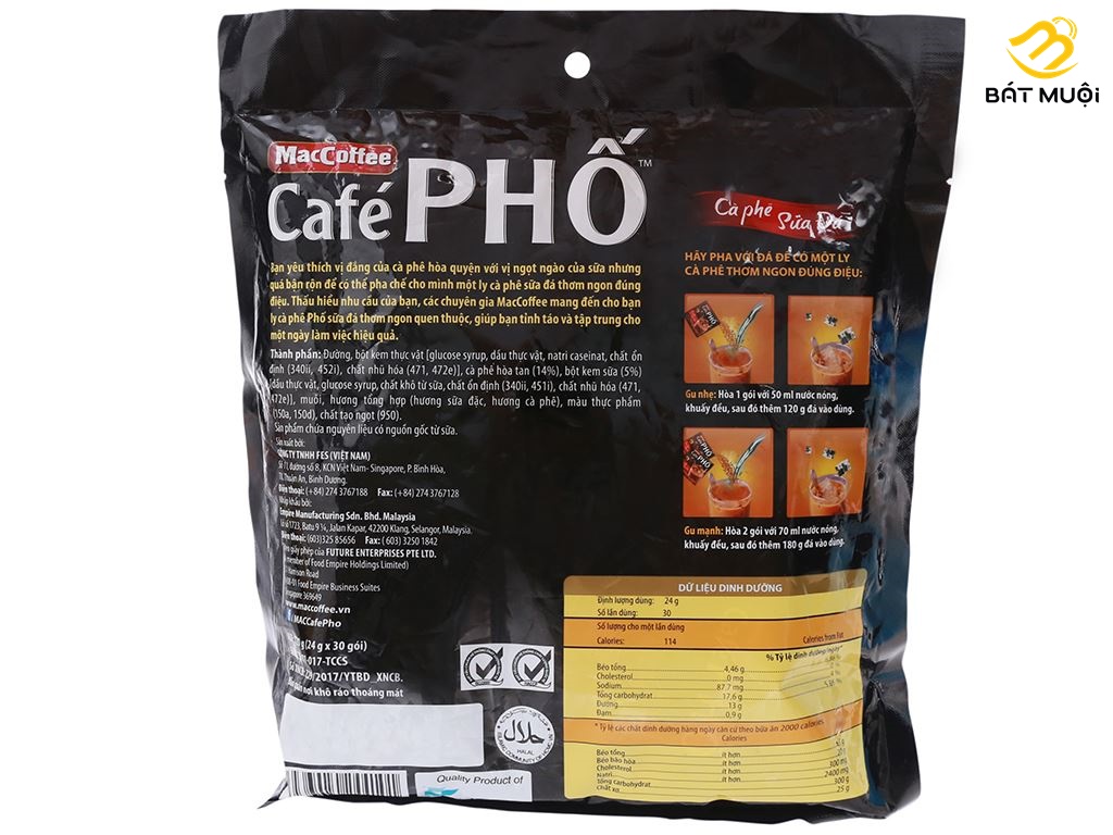 Cà phê sữa đá MacCoffee Café Phố (30 gói x 24g) - combo 2 túi - CTY BÁT MUỘI