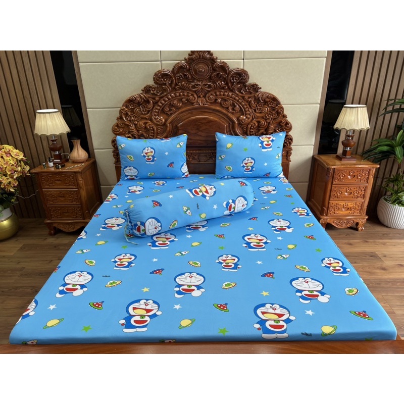 bộ ga gối thun hàn quốc Doremon ( nhận may theo yêu cầu)