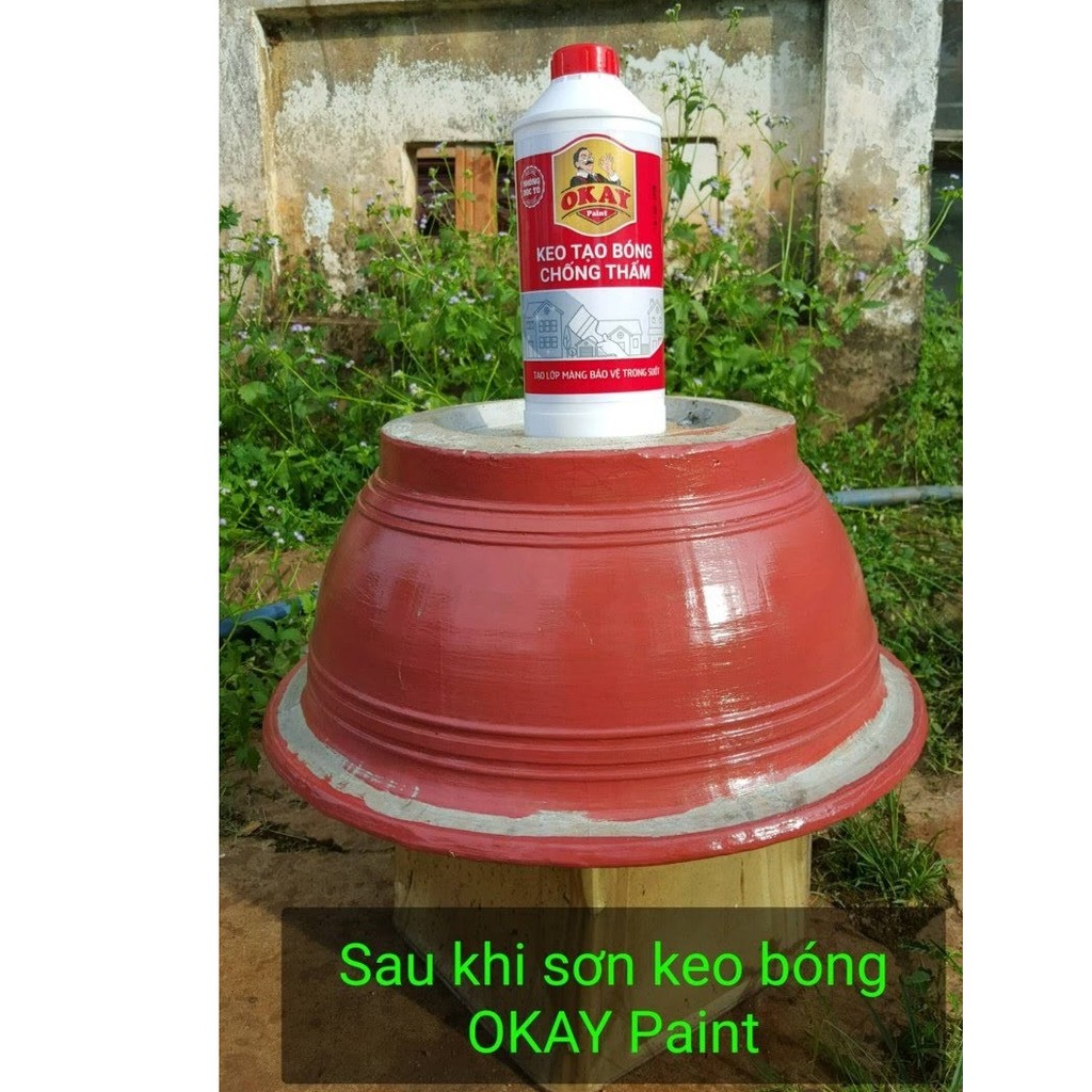 Keo tạo bóng chống thấm 1L Okay tặng cọ