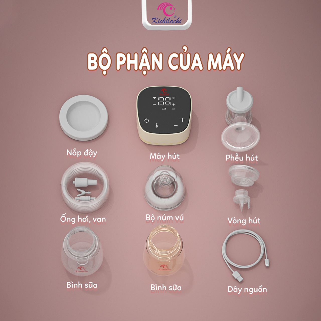[BH 1 NĂM] Máy hút sữa điện đôi Kichilachi PPSU PLUS hút mạnh êm