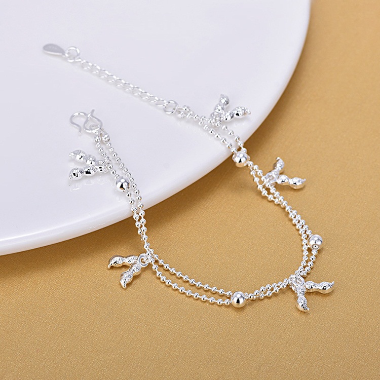 Lắc chân dây đôi thời trang nữ mẫu mới s925 - lc42