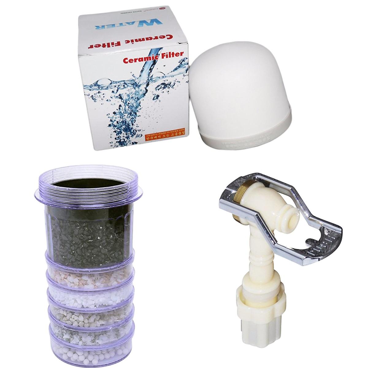 [HCM]Combo bộ 3 thiết bị lọc nước LOẠI TỐT ( lõi lọc 6 tầng nấm sứ và vòi bình lọc)