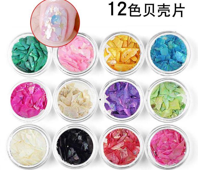 Set 12 hũ xà cừ miếng trang trí móng