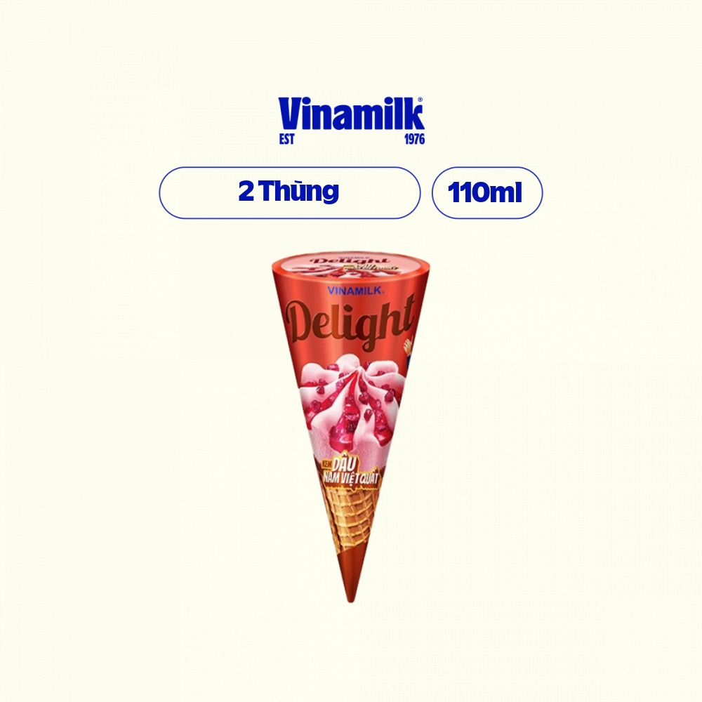 2 Thùng Kem Ốc Quế dâu nam việt quất Delight 110ml