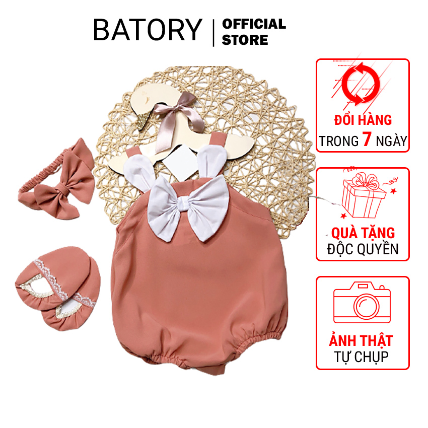 Body cho bé gái sơ sinh 1 tuổi từ 4-12 kg Tai thỏ màu hồng nơ trắng TẶNG KÈM Băng Đô, Vớ Đồ Đầy Tháng Xinh Xắn Váy Bodysuit thiết kế Chất liệu siêu mềm mát và an toàn BATORY STORE Cửa hàng quần áo trẻ em