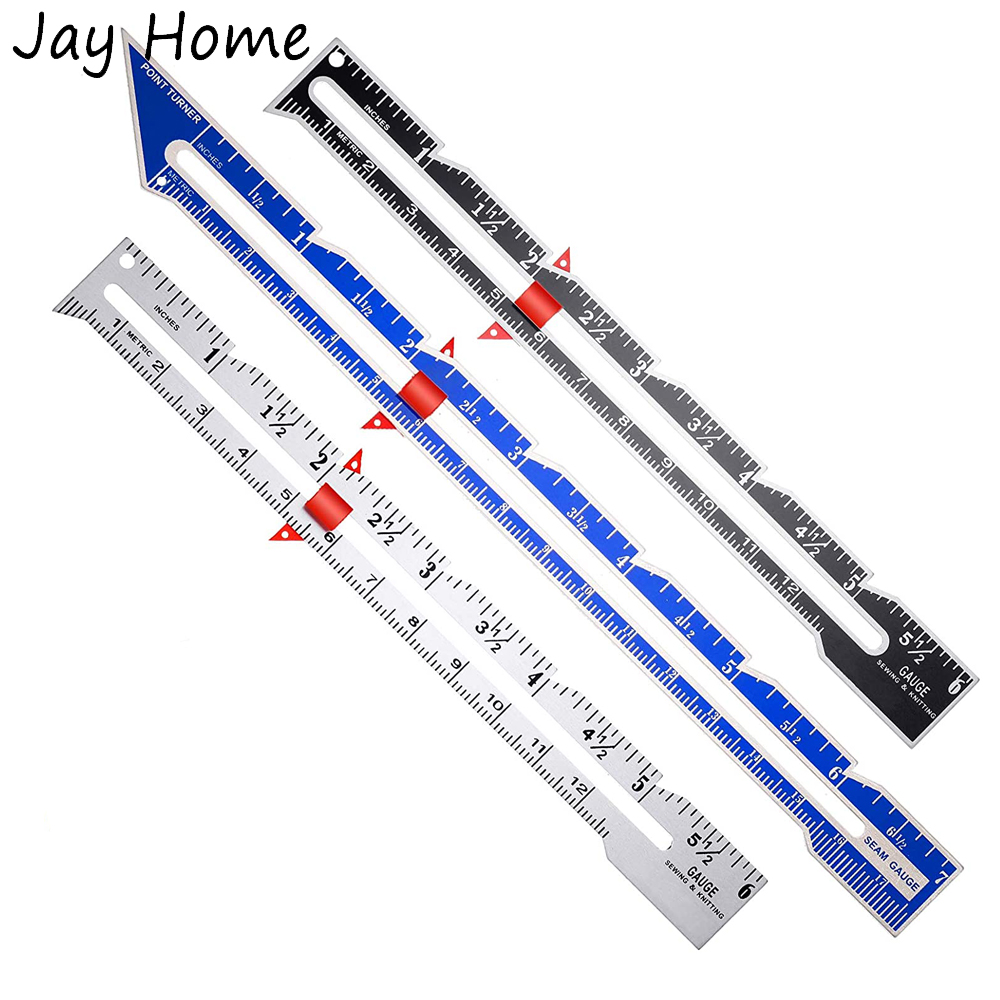 3 cái may đo công cụ đo kim loại trượt Đo Vải Quilting cai trị đường may đo đo DIY Quilting may Nguồn cung cấp
