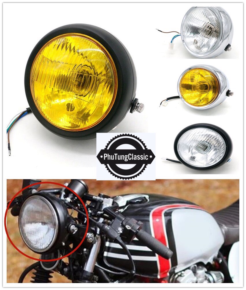 COMBO Đèn pha Su GN + tai bắt pha , độ classic, cafe racer....