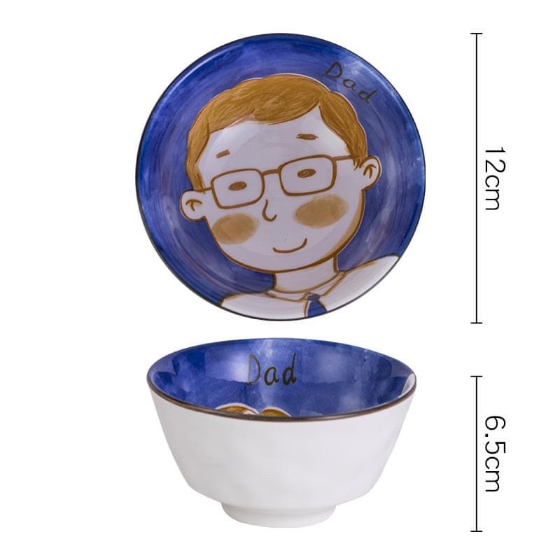 Set bát Sứ Hình Gia đình bố mẹ và con