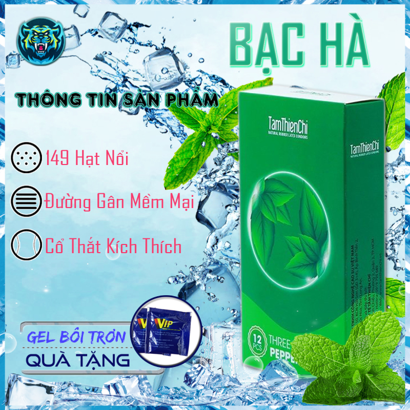 Bao Cao Su Hương Bạc Hà Three in Love - Bao Cao Su GÂN BI kích thích khoái cảm khi quan hệ CHÍNH HÃNG TÂM THIỆN CHÍ hộp 12 cái