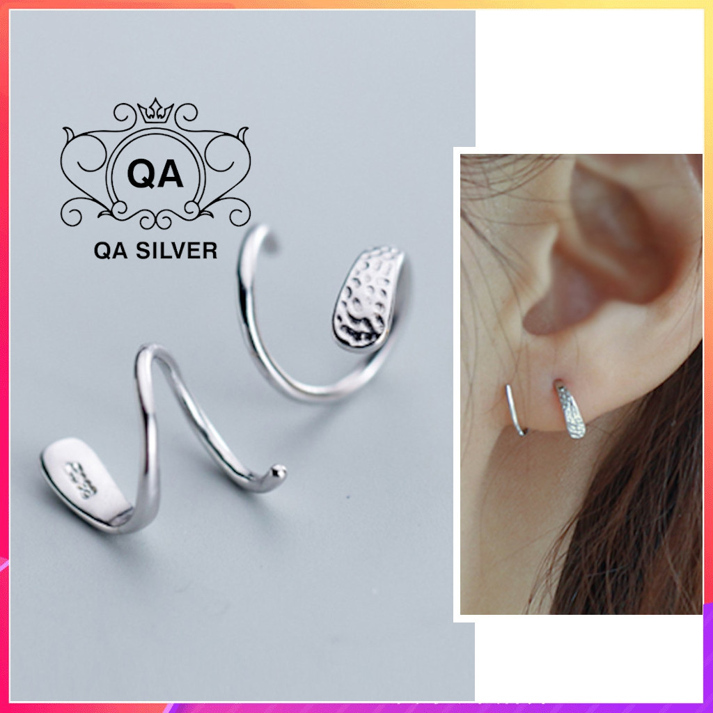 Khuyên tai bạc 925 kẹp vành xoắn ốc bông nữ cuộn S925 HELIX QA SILVER Earrings EA190805