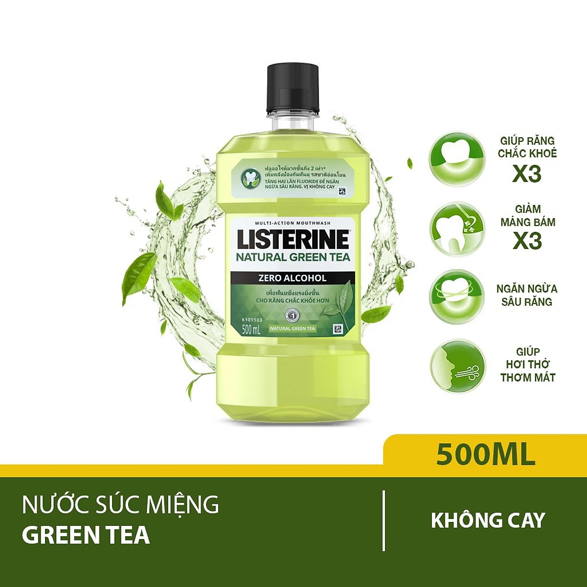 Nước súc miệng Listerine Trà xanh 500ml