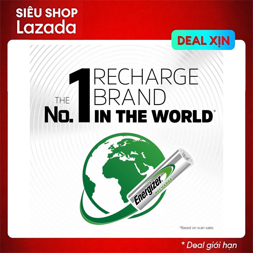 Bộ 2 Pin sạc AA Energizer 2000mAh Power Plus điện áp 1.2V, size chuẩn, tương thích nhiều thiết bị