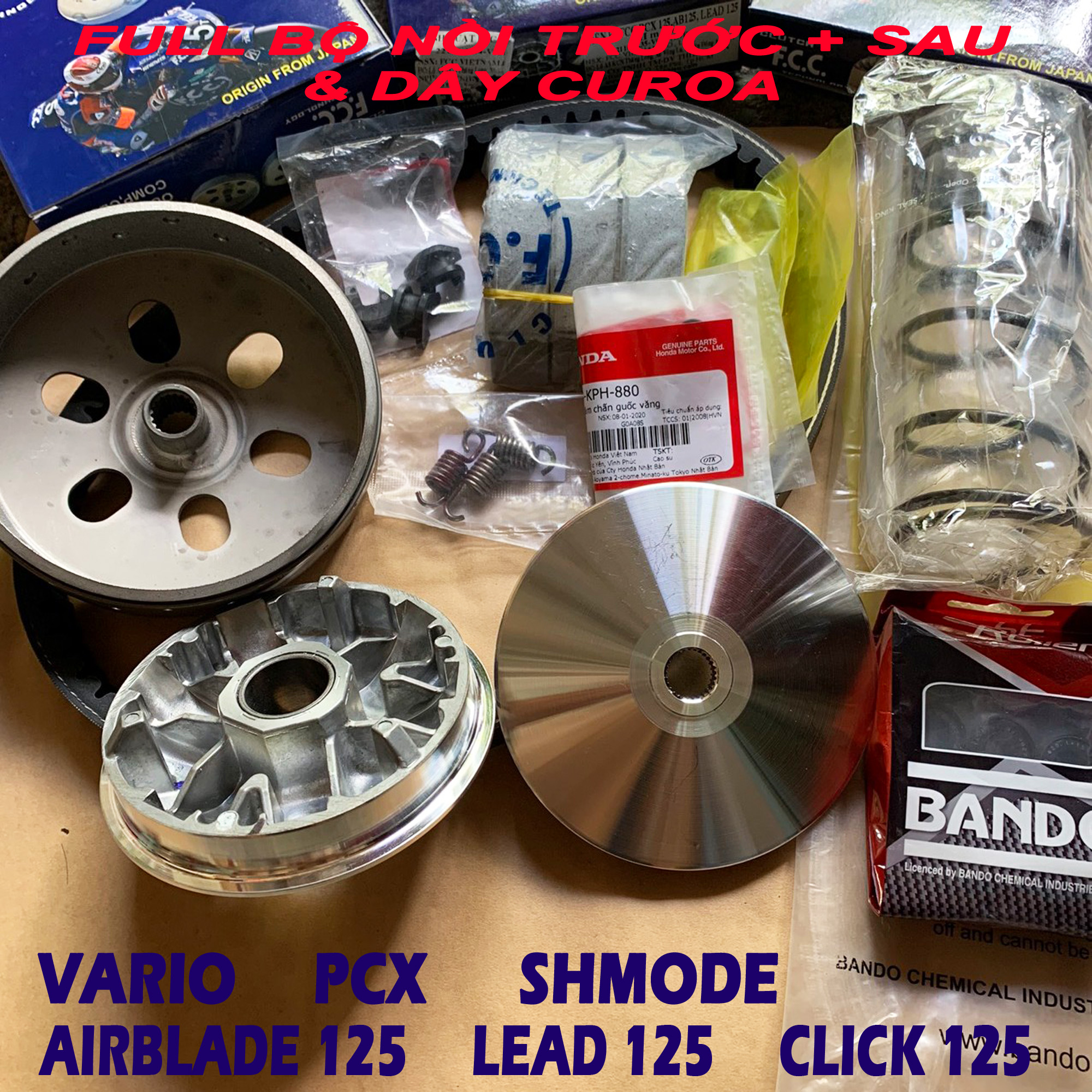 Full bộ nồi độ cho Vario AirBlade 125 SHMode PCX Lead 125 Click 125 - Nồi độ tăng tốc chống rung giật