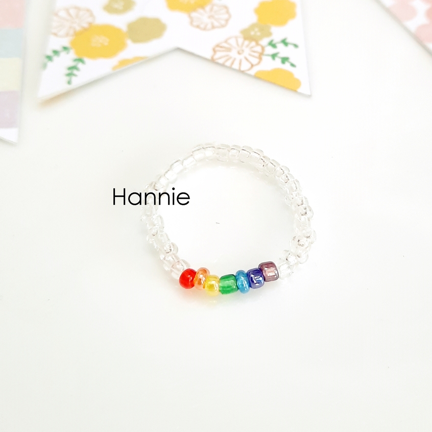 EMMIE - Nhẫn hạt cườm nhựa handmade (Xanh lá/Xanh dương/Tím/Cam/Hồng/Mix)