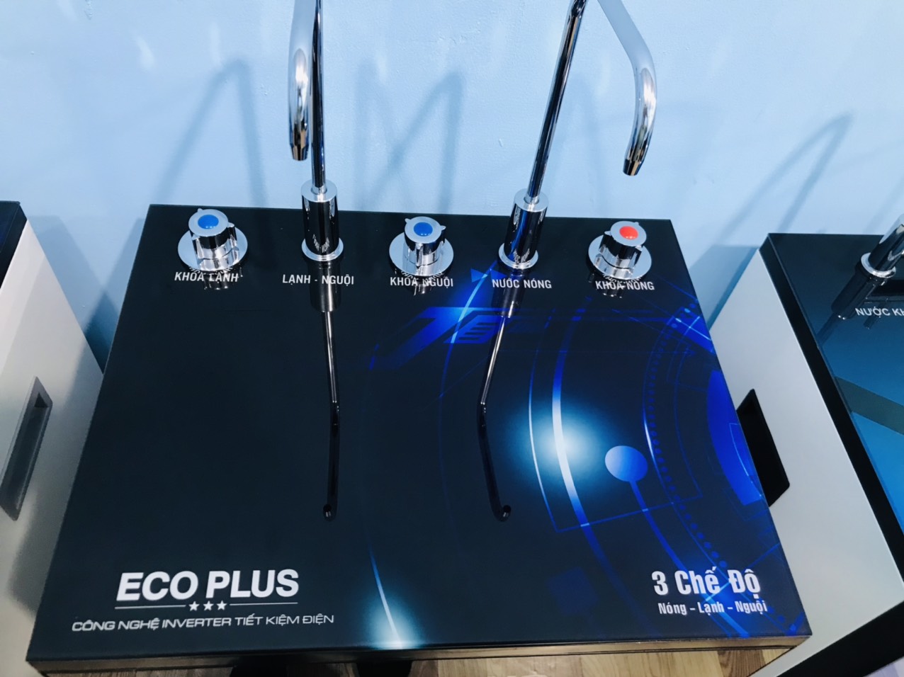 Eco Plus 10 cấp lọc + Nóng lạnh nguội + 2 vòi 3 khóa + Hàng Chuẩn Taiwan +