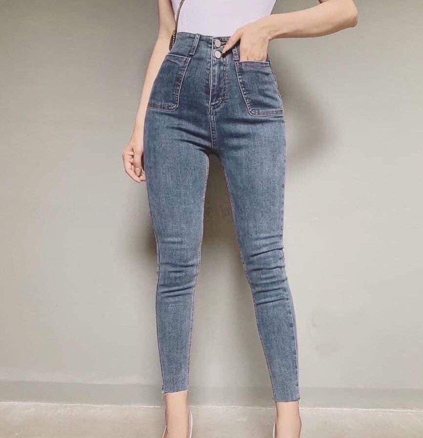 Quần jean nữ 2 TÚI KIỂU BẦU  + 2 CÚC lưng siêu cao 01/015-101