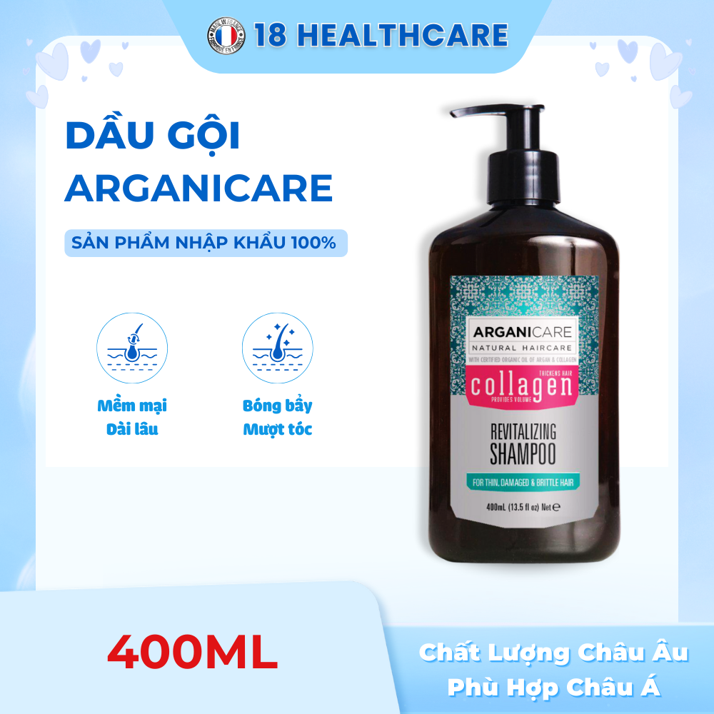Dầu gội collagen arganicare chăm sóc tóc mềm mượt, phục hồi tóc hư tổn 400ml