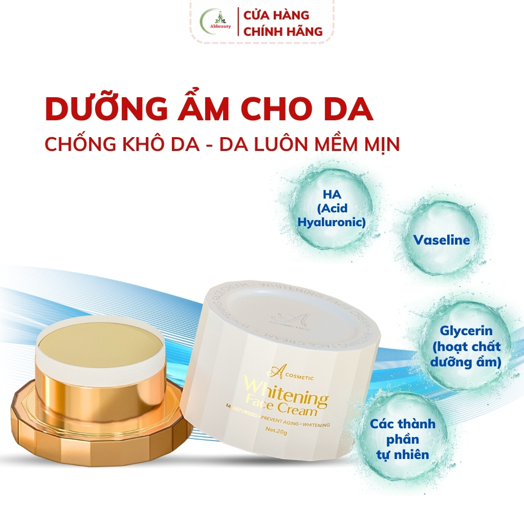 Kem face pháp Mềm acosmetics, dưỡng trắng da mặt 20g