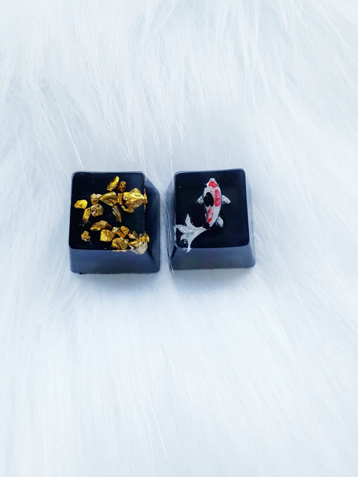 [HCM]Bộ 2 keycap đá vàng và cá koi.