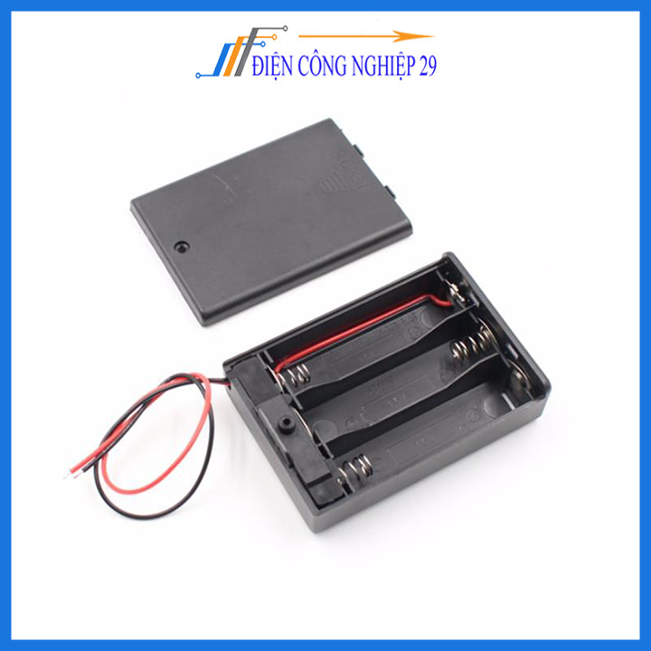 Đế Pin AA Có Nắp, Kèm Công Tắc ( Đấu Nối Tiếp )