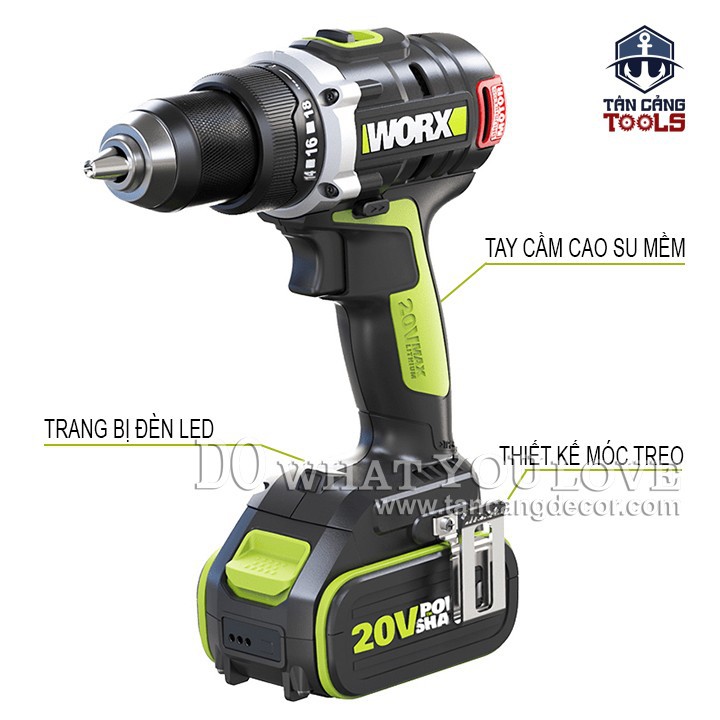 [Trả góp 0%] Máy Khoan Vặn Vít Dùng Pin 20V Worx WU185.1