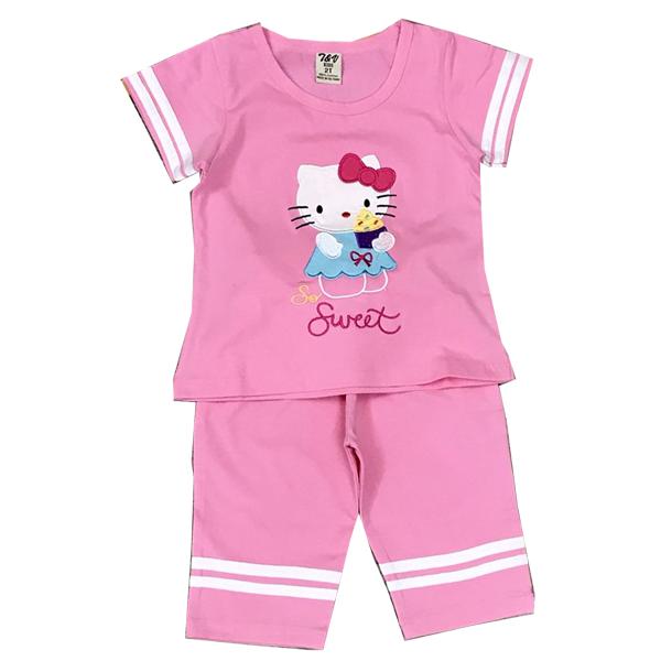 Bộ thun lửng mèo Kitty cho bé 1-6 tuổi