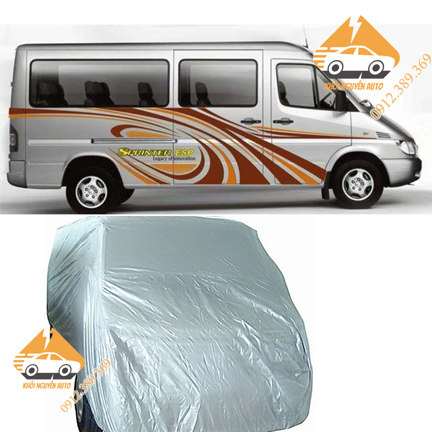 Bạt phủ xe ô tô 16 chỗ ford transit, toyota hiace, mercedes printer vải dù oxford siêu bền, bạt trùm xe hơi chống nắng mưa bảo vệ xe
