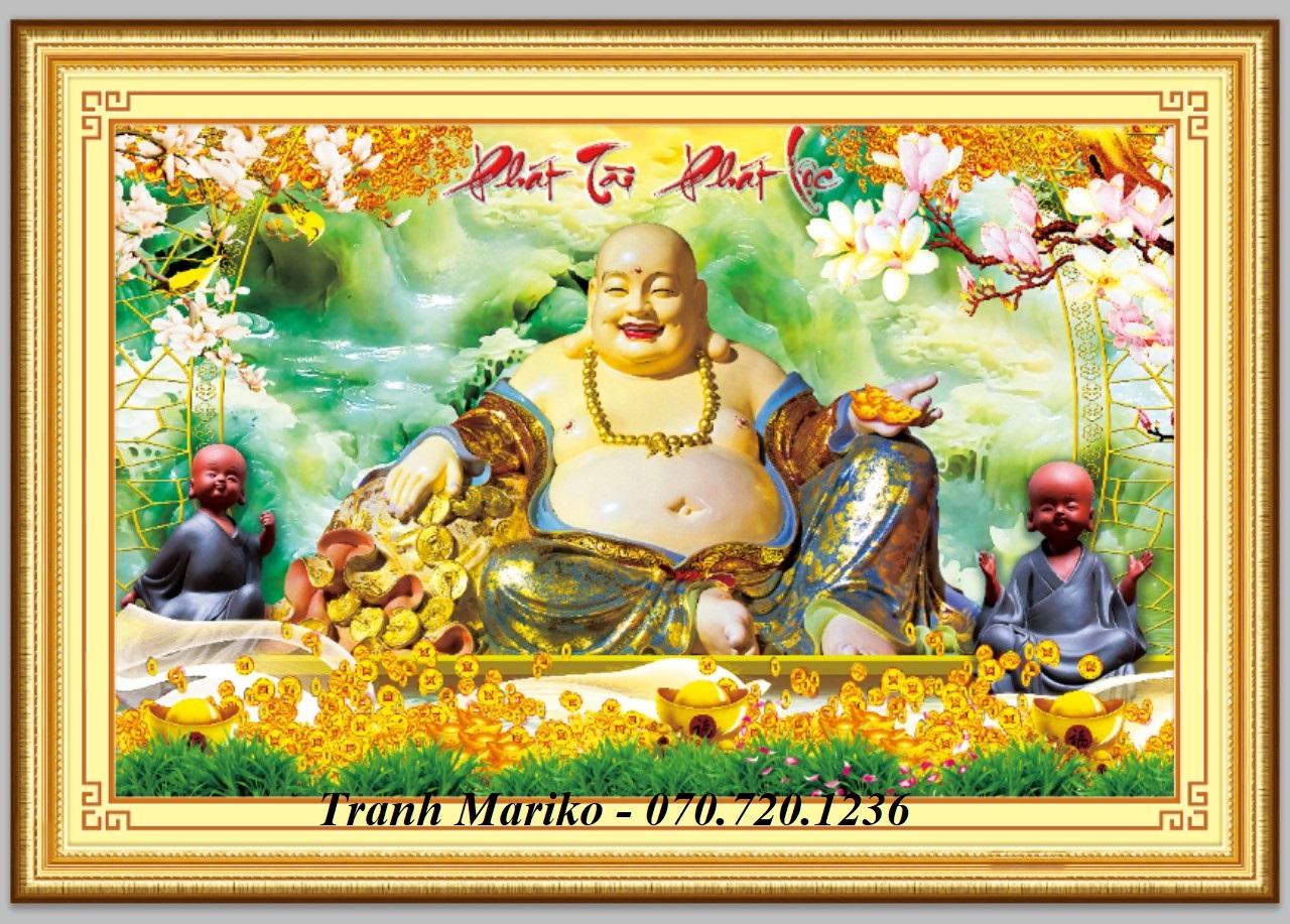 [HCM]Tranh thêu PHẬT DI LẶC PHÁT TÀI PHÁT LỘC 53571 kích thước 92*62cm
