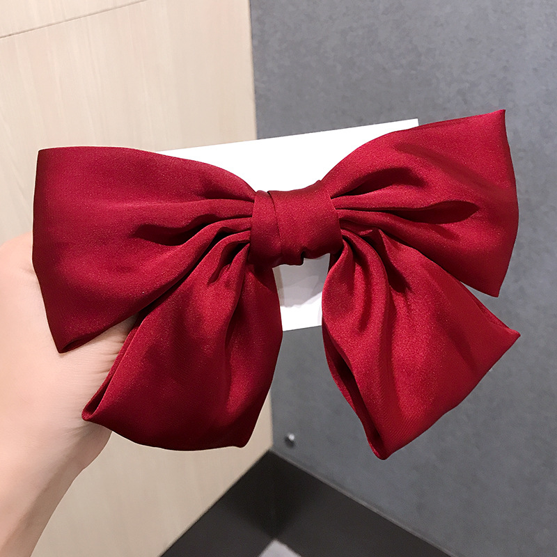 Kẹp tóc nữ nơ to màu đỏ phong cách đáng yêu