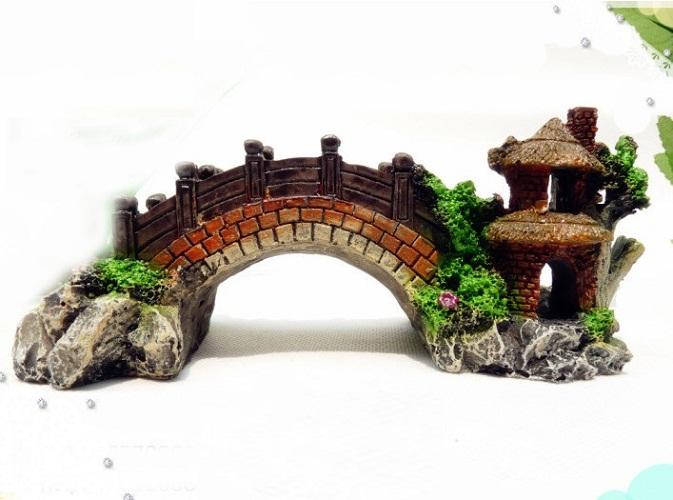 Cầu Giả Mini Decor Bể Cá- Tiểu Cảnh Cầu và Chòi Mini Phong Cảnh Hồ Cá