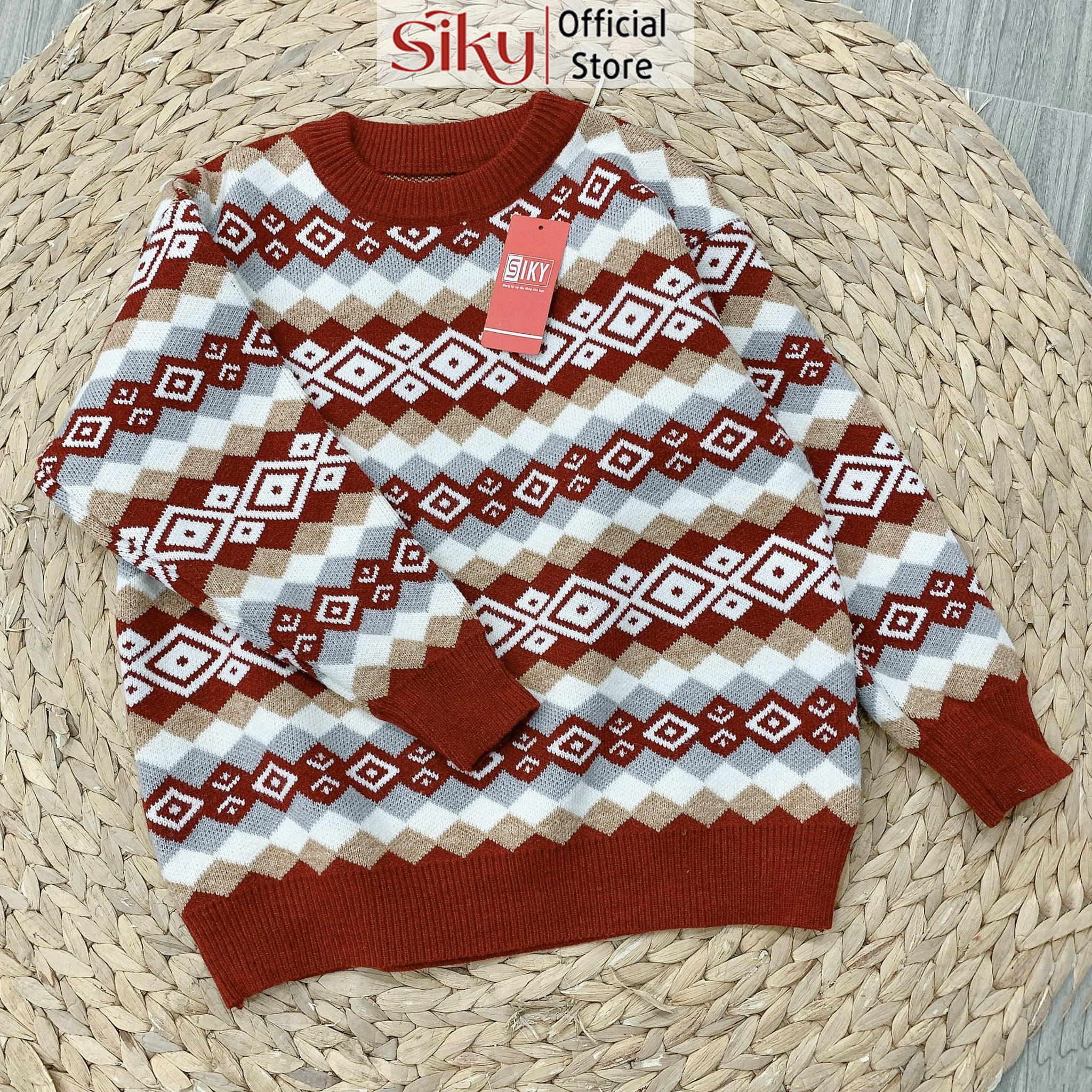 Áo len noel nữ SIKY - len giáng sinh họa tiết boho - AL08