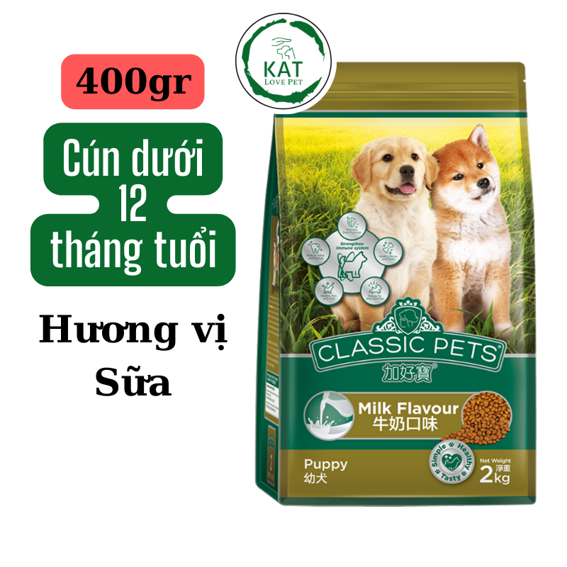 Hạt thức ăn cho chó con CLASSIC PETS Puppy - Hương vị sữa - 400gr