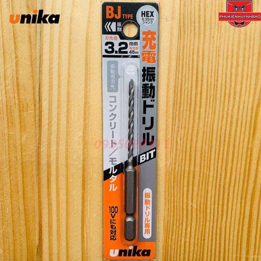 Mũi khoan bê tông Unika Nhật chân lục giác mã BJ