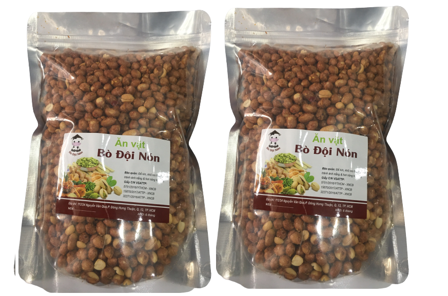 Đậu Phộng Rang Tỏi Ớt 1Kg Bò Đội Nón