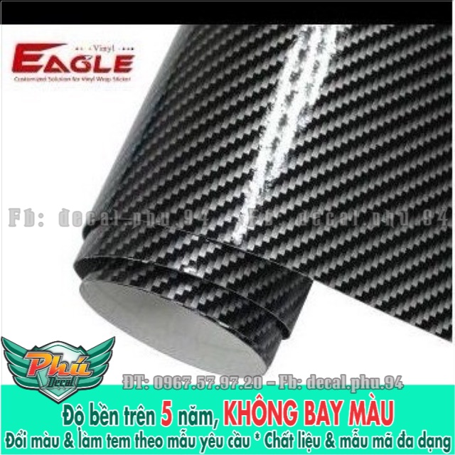 Decal Carbon 3D bóng keo cacbon decal các bon 30x50