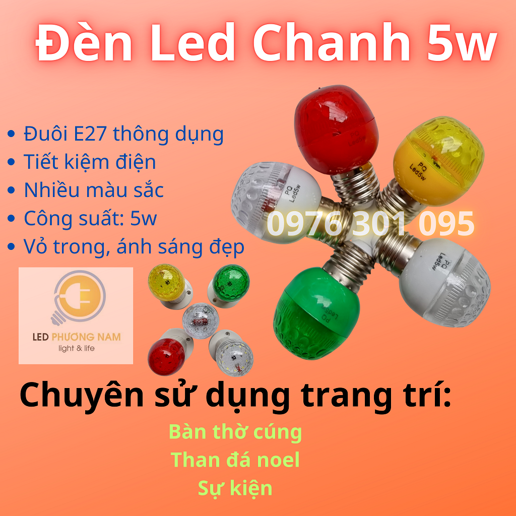 Chanh Led Đỏ 5w [ đèn bàn thờ ]