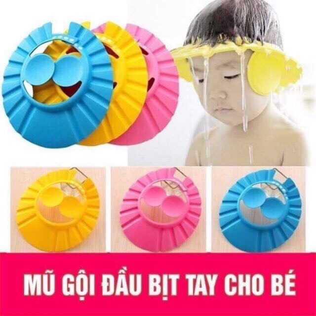 MŨ TẮM GỘI ĐẦU CHẮN NƯỚC CÓ VÀNH CHE TAI CHO BÉ