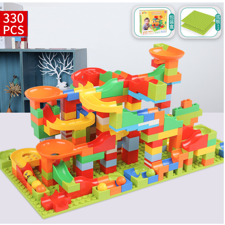 Tháp lăn bi mini gồm 330 chi tiết bằng nhựa cao cấp đồ chơi lắp ghép cho trẻ em (2 hộp 165 chi tiết)