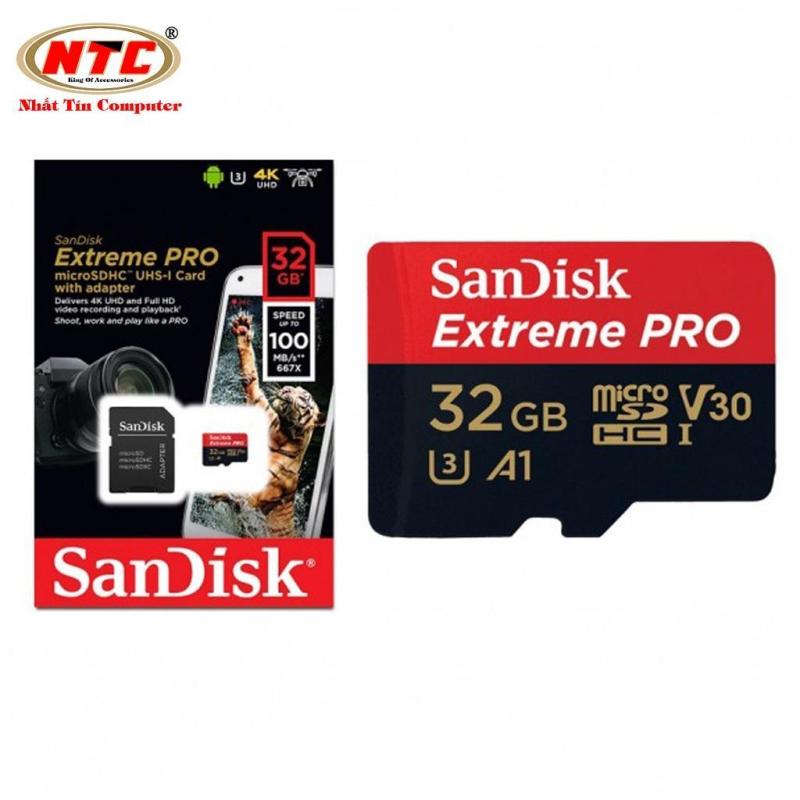 Thẻ nhớ microSDHC Sandisk Extreme Pro A1 32GB 667X V30 UHS-I U3 100MB/s (Đen)