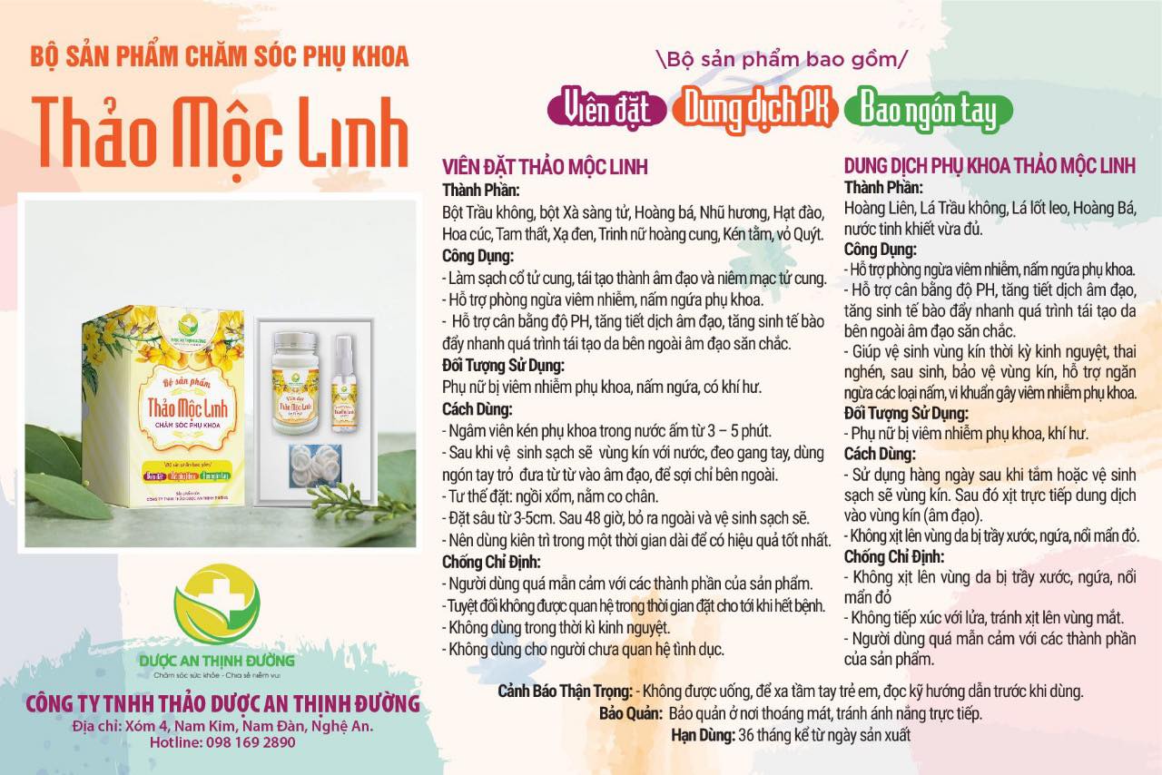 COMBO ĐẶT KÈM XỊT PHỤ KHOA THẢO MỘC LINH CỦA AN THỊNH ĐƯỜNG