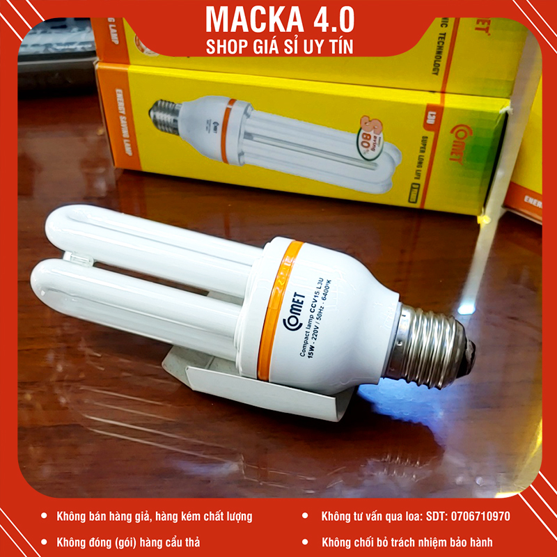 Bóng đèn Compact Comet 15W 3U Đuôi E27 Siêu Bền tuổi thọ 50.000 giờ