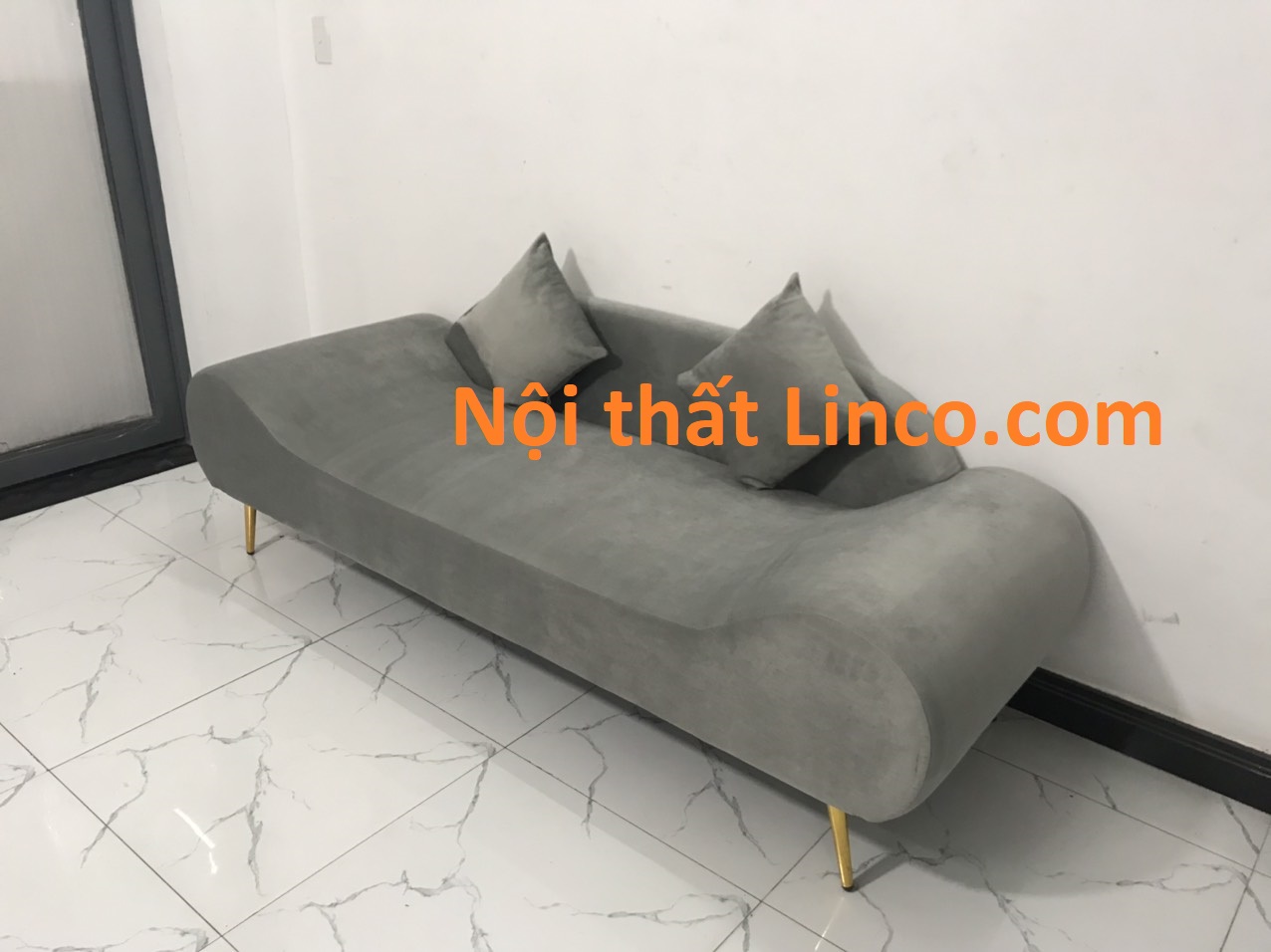 [HCM]Ghế dài sofa băng thuyền 2m vải nhung đỏ tươi sofa salon bed giá rẻ phòng khách nhỏ băng Nội thất Linco HCM - SFBt03- Xám đen